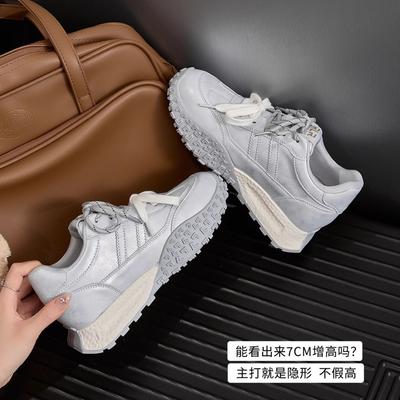 Damessportschoenen met plateauzool, nieuw voorjaar 2025, veelzijdig, retro, sport- en vrijetijdsschoenen, designgevoel, gepolijste witte schoenen
