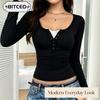 Blusas e Camisas Casuais Femininas com Decote V e Manga Longa