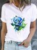 (Asian Size) Lovely Flower Style Casual Short Sleeve T Tee Top Clothing Shirt Women Printed Lady Fashion Female Graphic T-shirts