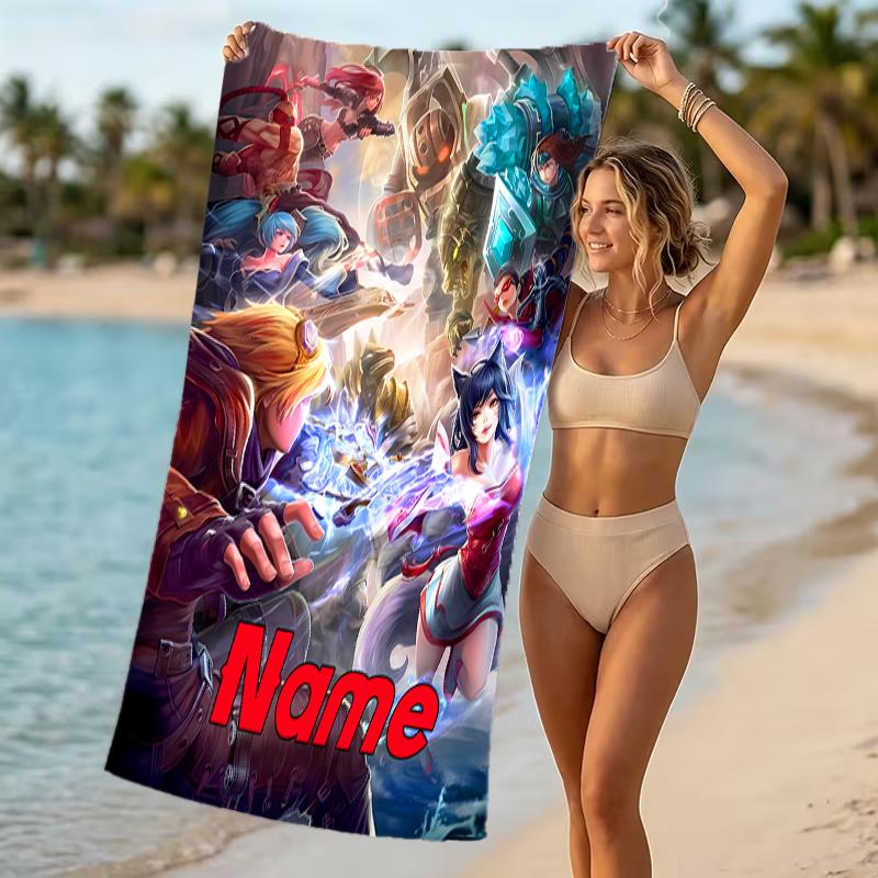 Customizable personalized beach towels League of Legends Jinx themed designs.Suitable for the beach, yoga, sports;ideal as beach accessories