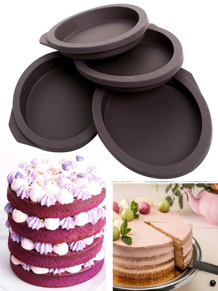 4 Pieces Diy Round Multifunctional Non-Stick Silicone Cake Pastry Mousse Baking Mold Bakeware Fruit Tray Kitchen Accessories