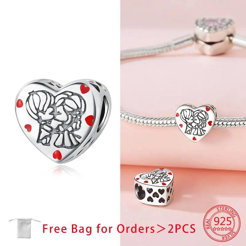 Authentic Charm Bead Charms Copper Love You Heart Pendant Bead Charms Compatible With Bracelets Bead Charms for Women Do It Yourself Jewellery Making