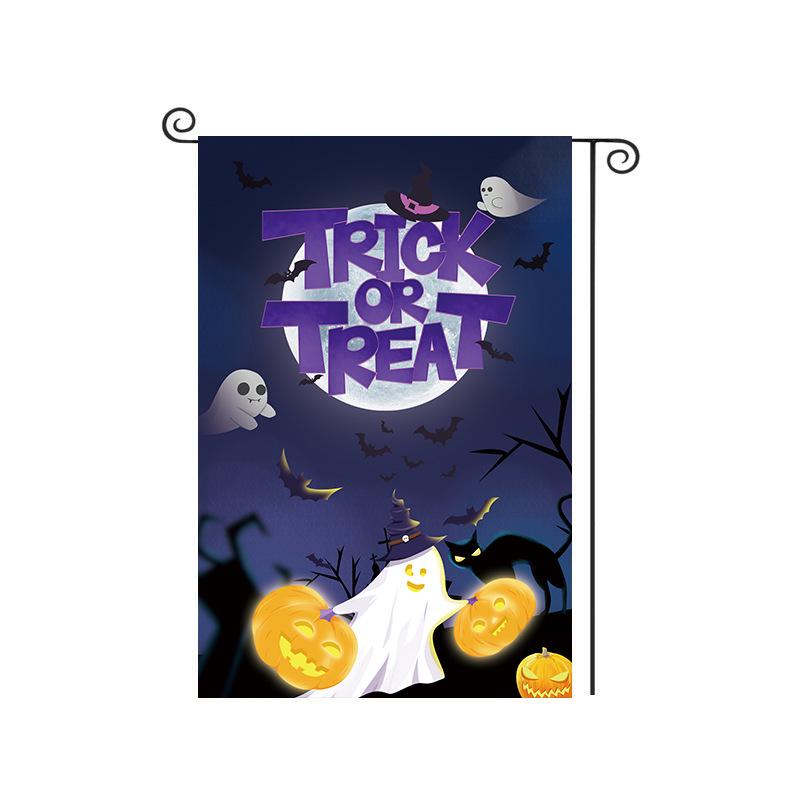 Cross-Border Happy Halloween Ghost Garden Flag with Pumpkin and Cartoon Design
