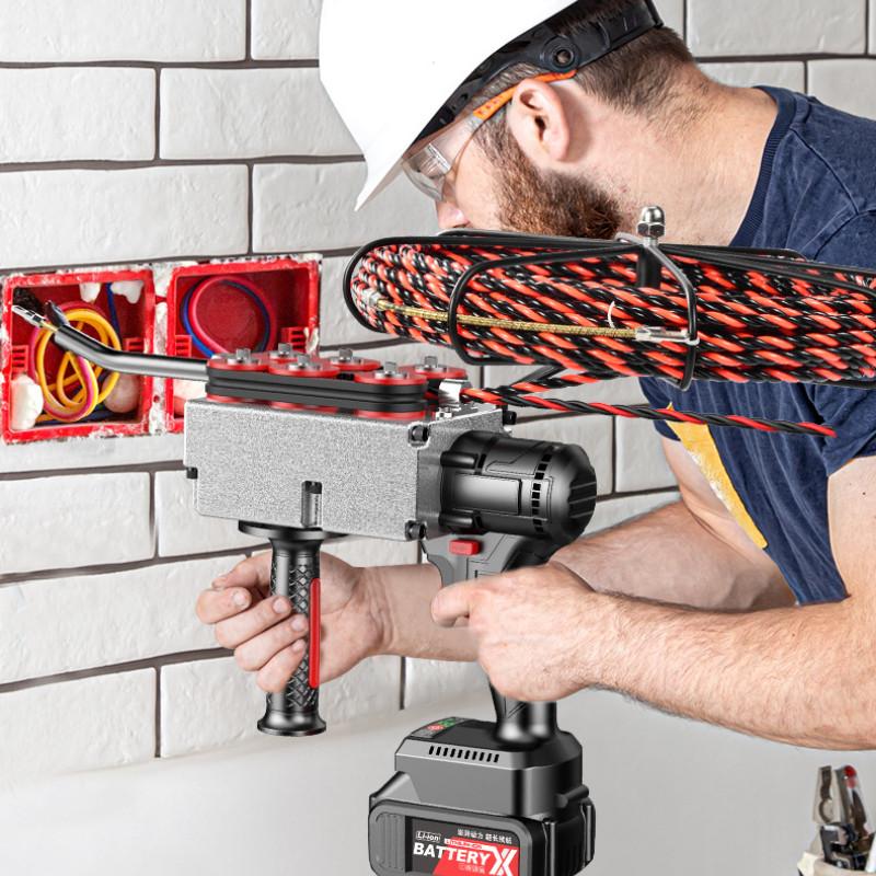 Brushless Electric Threading Machine Rechargeable Cable Puller Portable Automatic Wire Storage Device