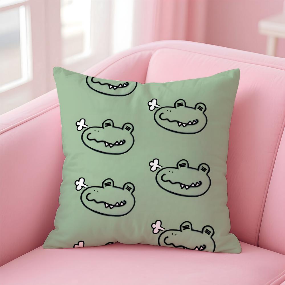 Cute Cartoon crocodiles Cushion Cover Pillowcase Short Plush Invisible zipper Room Sofa Cushion Cover