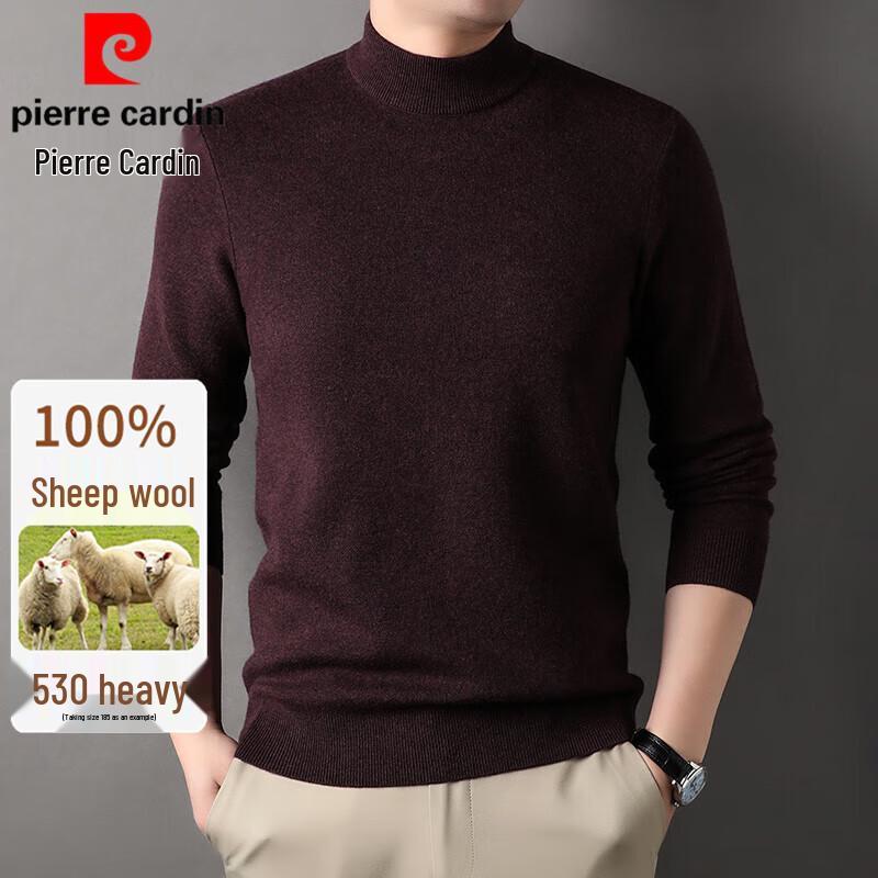 Pierre Cardin Men's Thickened 100% Pure Wool Mock Neck Knit Sweater