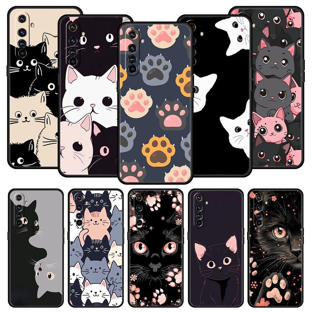 Cute Cat Phone Case For Realme 12 11 10 9 8 5G 7 6 GT5 GT3 GT2 Pro Plus C21 C11 C25 C35 For Realme GT Neo 2 3 3T Soft 5 Cover