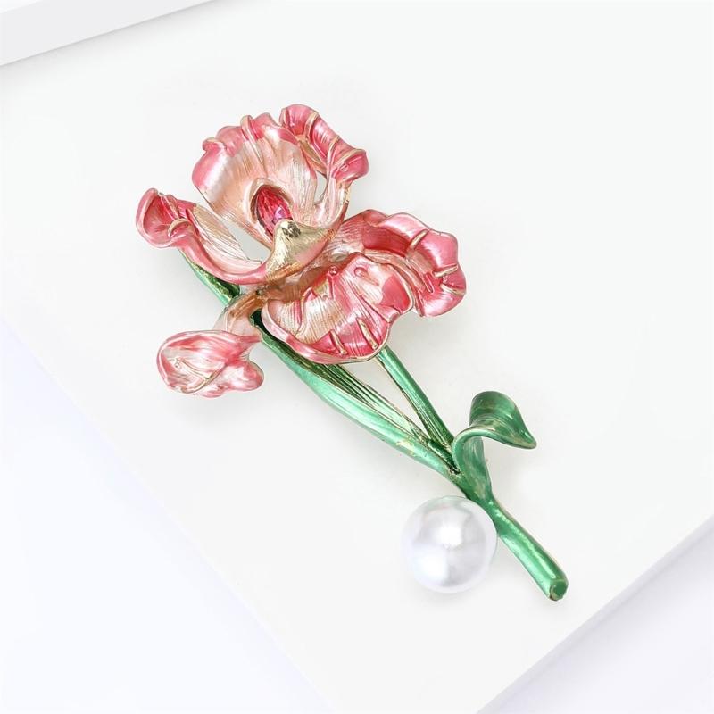 Vintage Irises Flower Brooch Elegant Enamel Jewelry Accessory For Women Men Casual Outfit Party Wear Gift