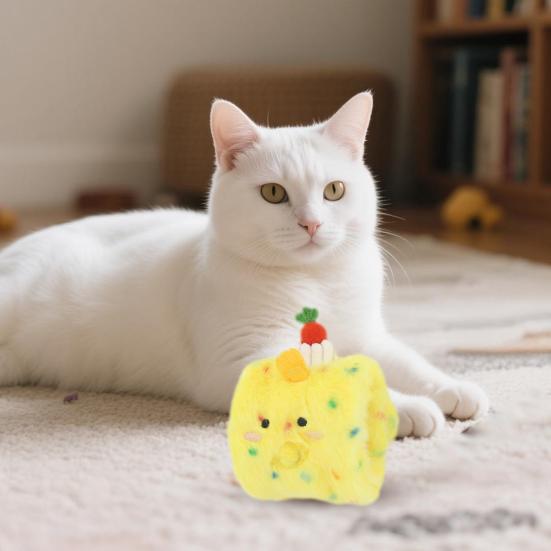 Cat Toys Cute Roll Plush Doll Cartoon Bite-Resistant Interactive Toy for Small Medium Dogs Built-in Rattle Paper Safe Skin-Friendly Pet Toy