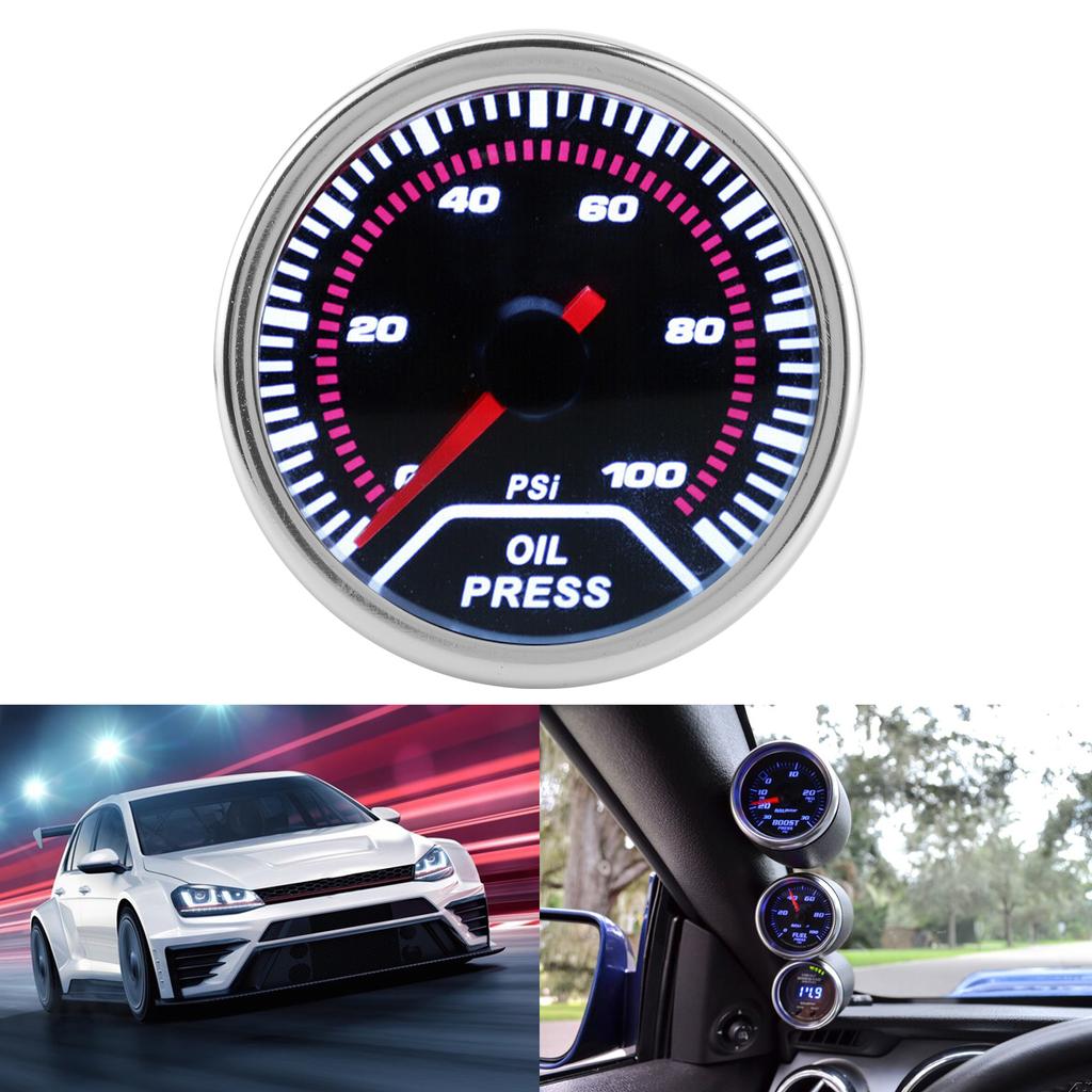 Manometru LED Presiune Ulei 52mm2in 0100PSI Metru cu Senzor Potrivit pentru Mașini cu 12V 468 Cilindri