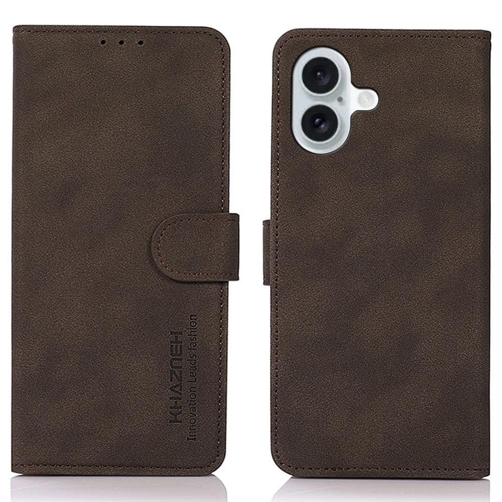 KHAZNEH For iPhone 16 Case Texture PU Leather Folding Stand Phone Cover