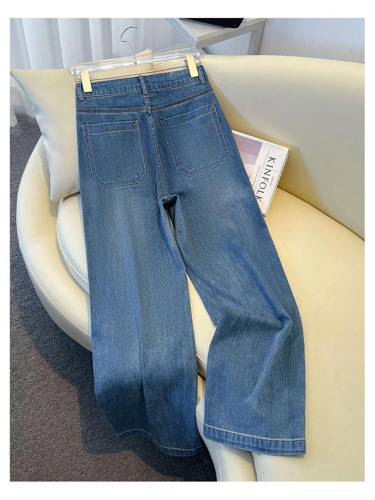 Damen Retro High-Waist Locker geschnittene Plus Samt Jeans, Winter 2026 Denim Weite Hosen.