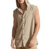 2025 Summer Mens Sleeveless Shirt New Men Loose Casual Linen Hooded Shirt Male Thin Waistcoat Male Trendy Casual Shirt