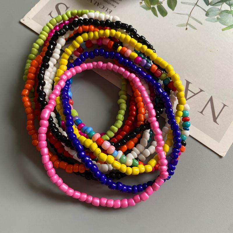 White Anklet for Women Colorful Fashion Girl Tiny Seed Beads Foot Bracelet Yellow Bohemian Anklet Gift Zircon
