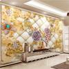 Wallpaper Fashion 3d Mural Soft Package Luxury Wall Mural Gold Diamond Flower Jewelry Wallpaper