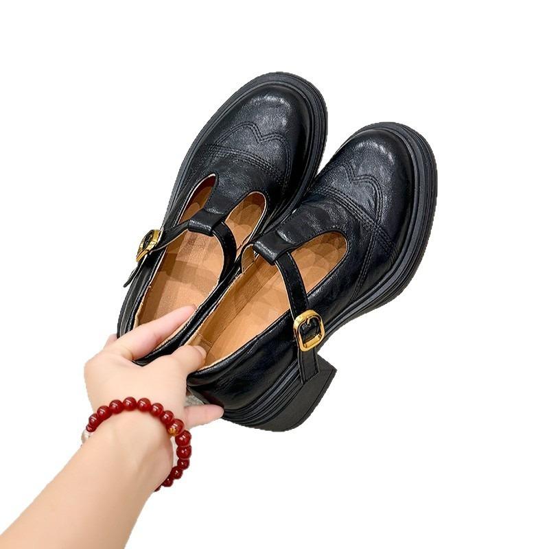 Mary Jane Small Leather Shoes Women's New Autumn Uniform Shoes Student High Heels Single Shoes