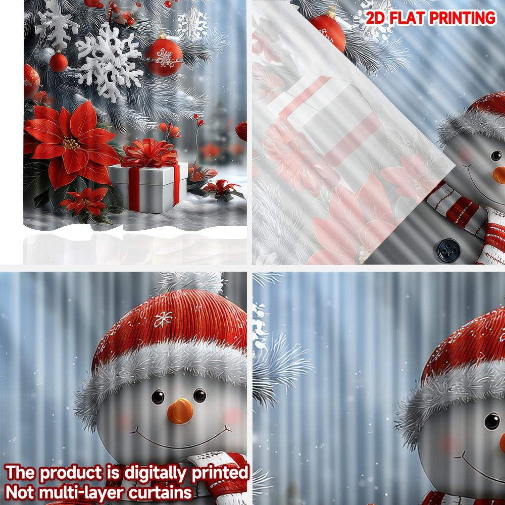 Flat Printing Christmas Hot Party Curtains Snowman Decorations Digital Printed Polyester Drapes Festive Curtain Set Of 2 Made Washable