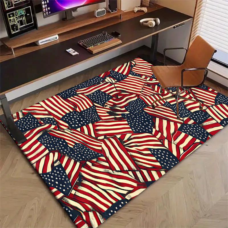 American Flag Polyester Carpet, Soft Indoor Mat for Office Chair, Living Room, Computer Desk - Decorative Home Office Rug Design