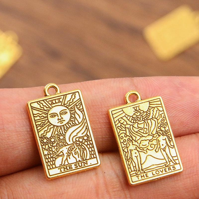 Zinc Alloy Tarot Card Pendant, 6 Styles 14x23mm, Popular In Trendy Jewelry.