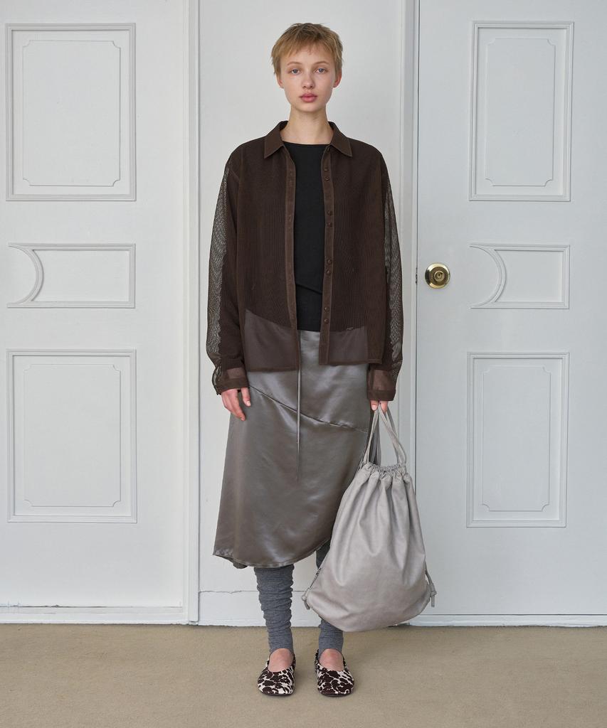 Simeteuligpeosenteu Sheer Mesh Shirt / Brown