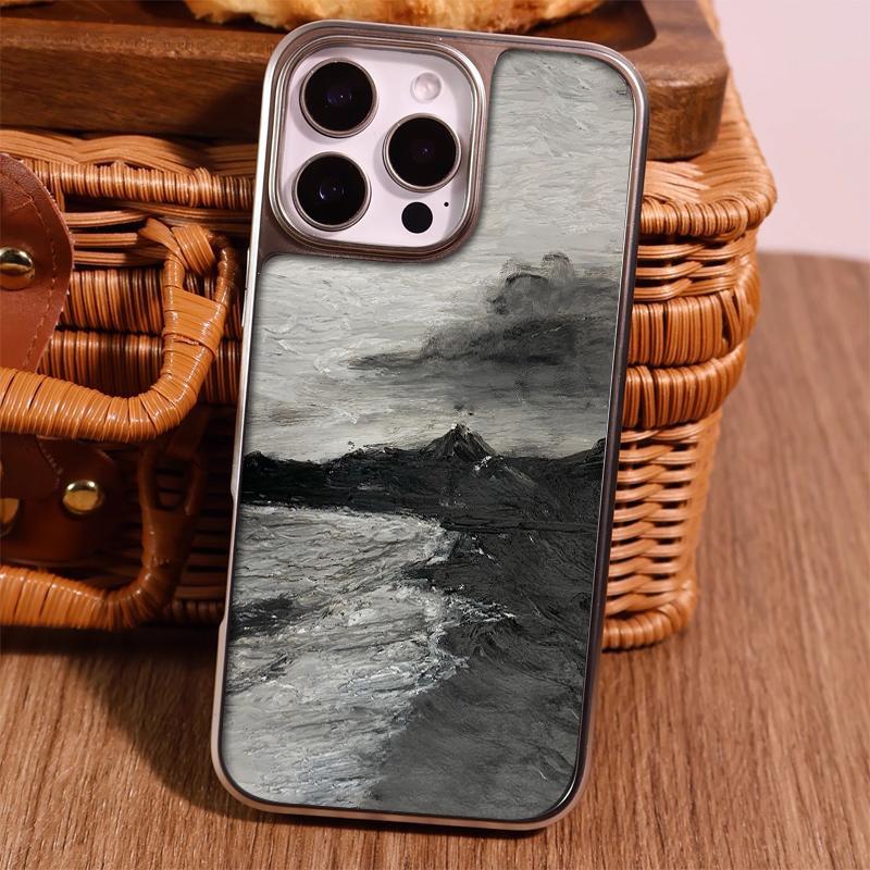 Night black mountain suitable for Apple iPhone17 mobile phone case 15 matte PC16 personality 13 large holes 14 hard case