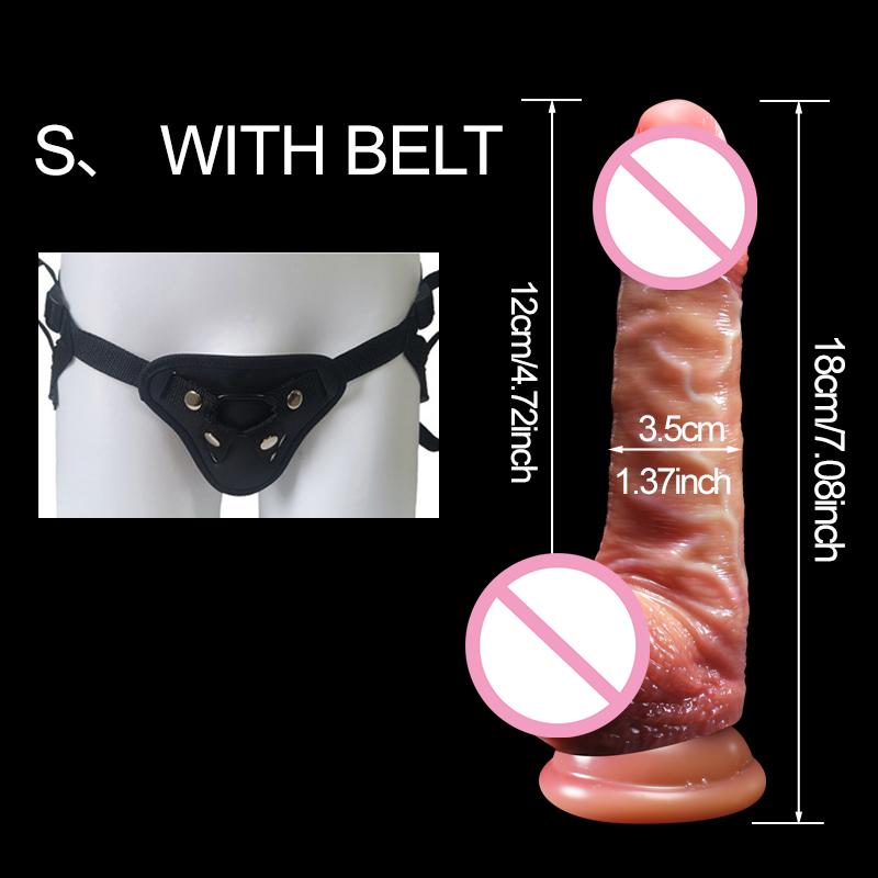 Female Adult Products Strong Suction Cup Bendable Soft Flesh Sex Toy Realistic Liquid Silicone Dildo with Belt for Women