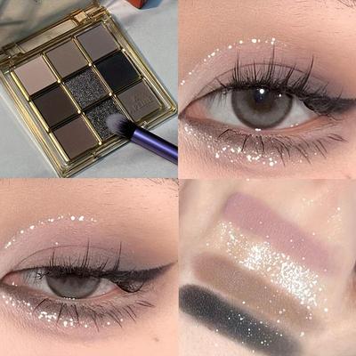 9 Farben Mattes Lidschatten-Palette, Wasserfester & Schweißbeständiger Lidschatten, Geeignet für Kaltes Hellbeige Typen