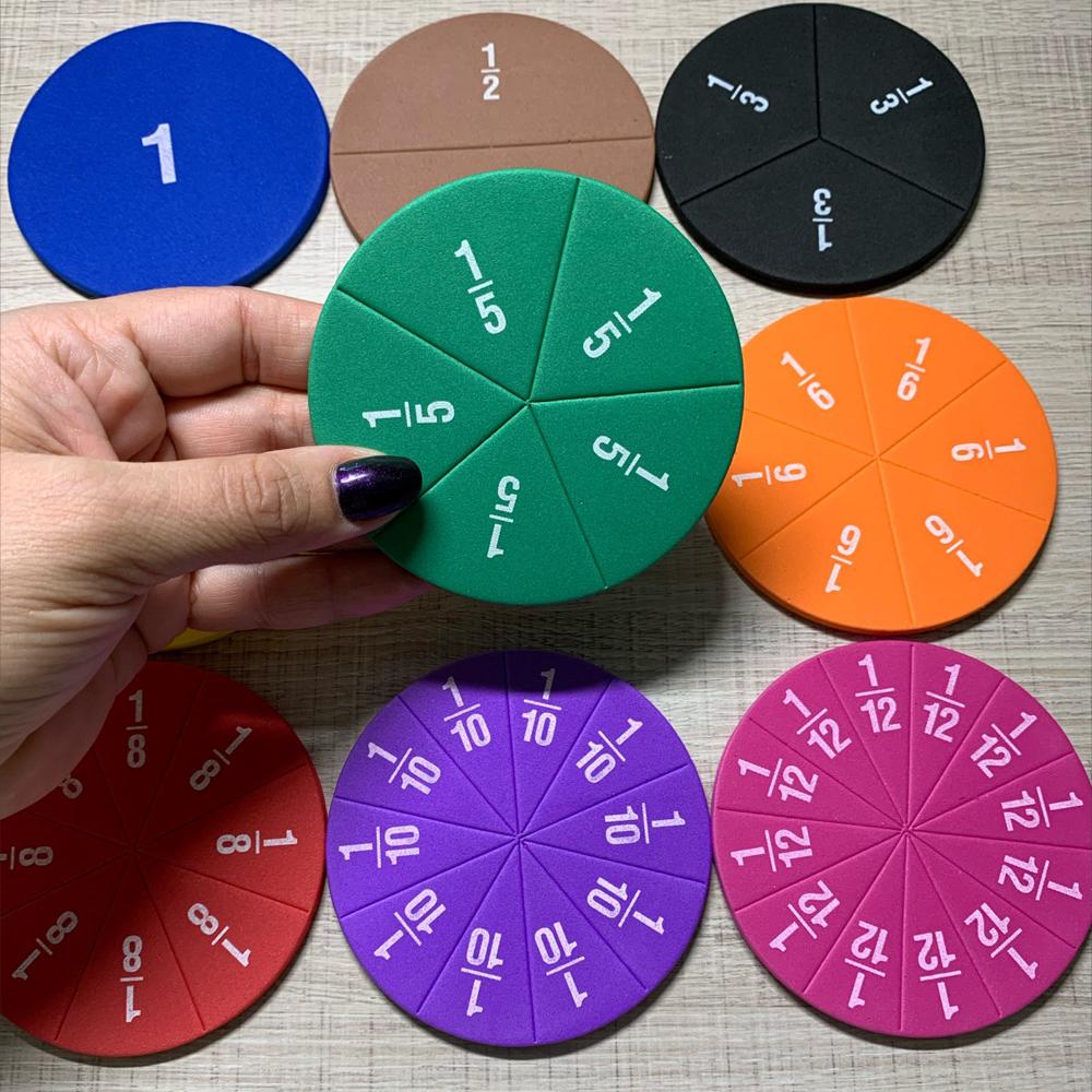 51 Stück/Set EVA Bruchinstrument Demonstrator Runde Form Montessori Mathe Lernspielzeug Kinder Schüler Lernen Mathe Werkzeuge
