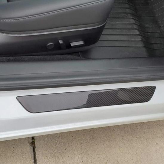 Carbon Fiber Rear Door Sill Accent Cover Trim For Tesla Model Y -