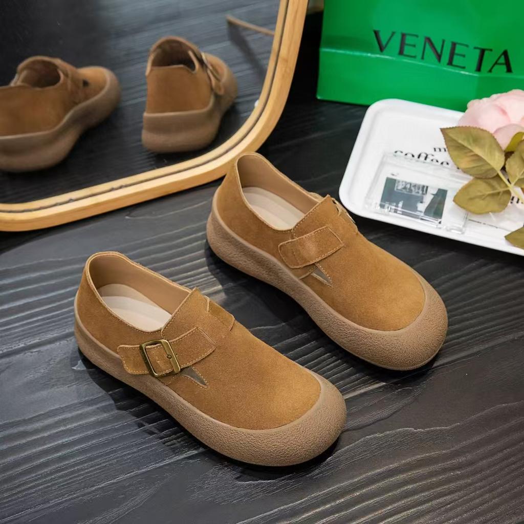Women's Genuine Leather Autumn New Thick-soled Retro Soft-soled One-pedal Casual Single Shoes Are Comfortable