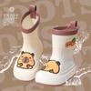 Botas de Lluvia de Caricatura de Capibara para Niños - Impermeables y Forradas de Terciopelo para Niños y Niñas