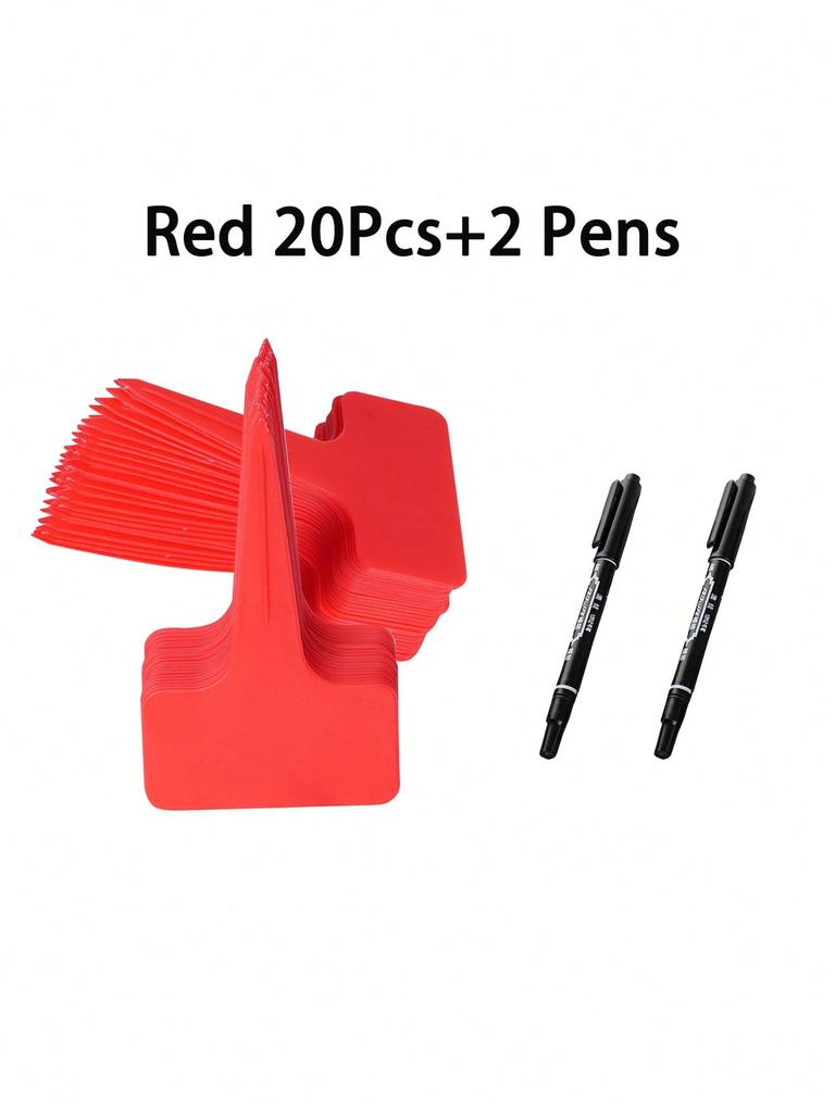 20pcs T-Type Plant Labels with a Gel Pen, Waterproof Plastic Plant Tags Nursery Garden Markers