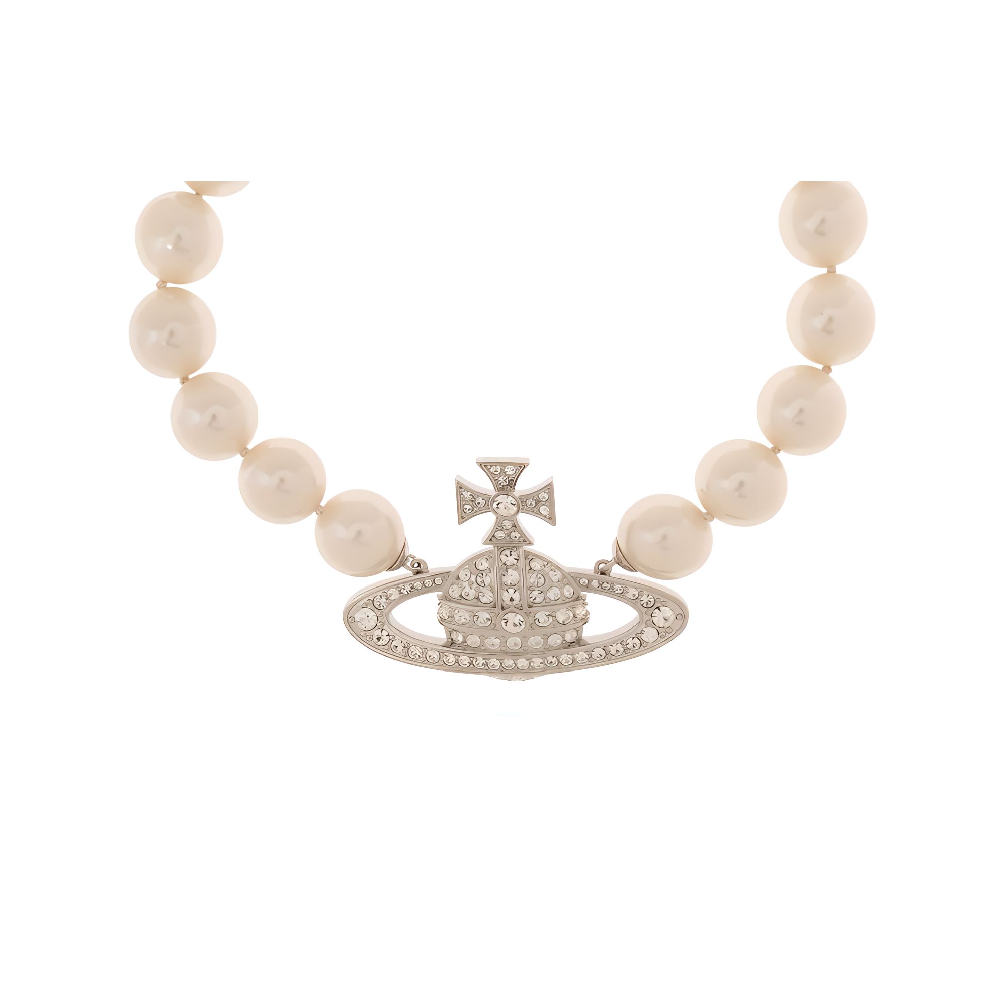 

Vivienne Westwood Saturn Logo Brass Pearl Crystal Necklace Women necklace White 6301011002P226CNP226 F,White