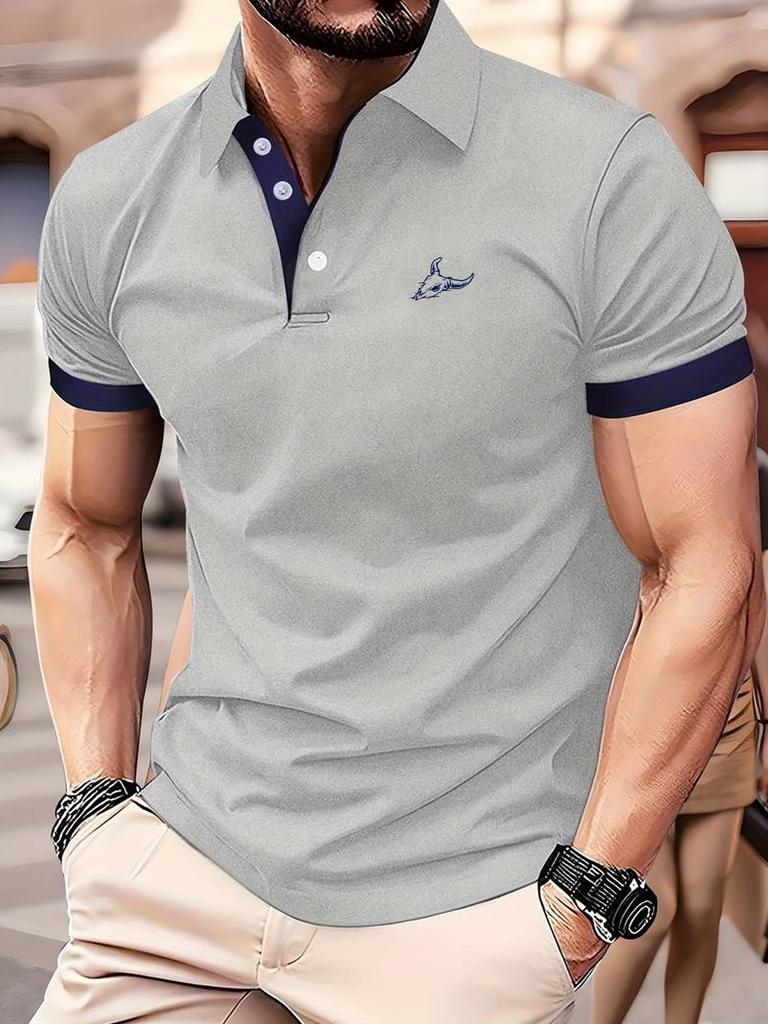 Men's Casual V-neck T-shirt Short Sleeve Summer Men's Comfortable and Breathable Regular Fit Case Golf Polo Shirt Button Paul Shirt Polo