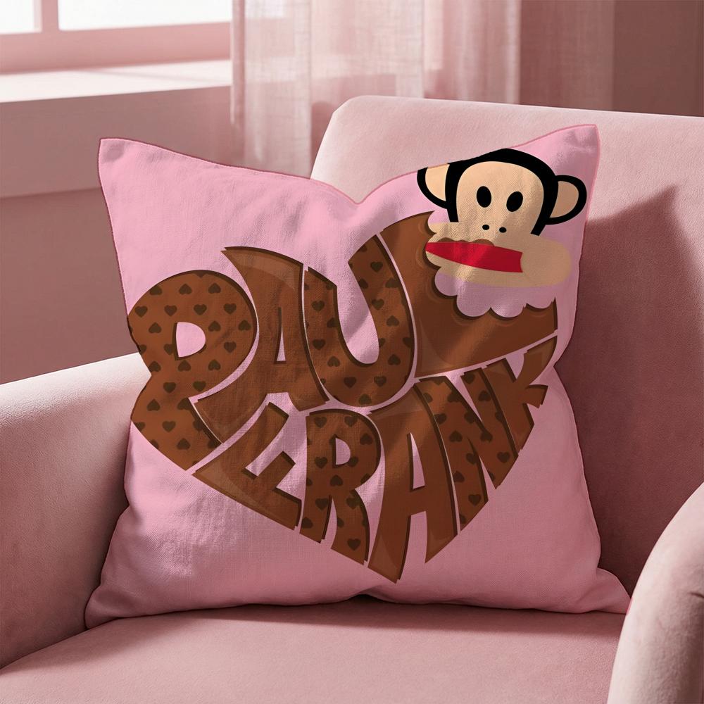 Cartoon P-Paul Frank Monkey Cushion Cover Multi-Scene Pillow Cover for Home & Car - Reversible, Soft & Durable for Daily Use