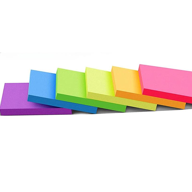 

1set/6PCS Self-Stick Pads Bright Colors Sticky Note Sticky Notes Recyclable Easy To Post for Home Office Notebook