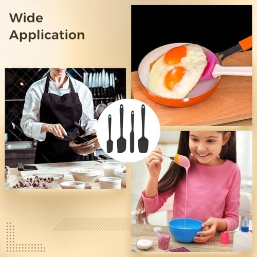 4-Piece Silicone Spatula Set, Non-Stick Heat-Resistant Kitchen Scrapers, Baking Tools & Cooking Utensils for Mixing, Frosting, Stirring