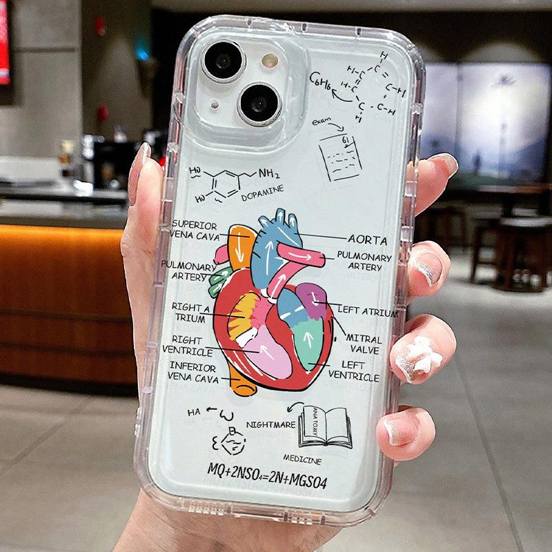 

Heart Explanation Pattern Silicone Phone Case For iPhone 17 Air 16 15 14 13 12 11 Pro Max 15 16 Plus 16E Shockproof Soft Cover iPhone 11 Pro Max