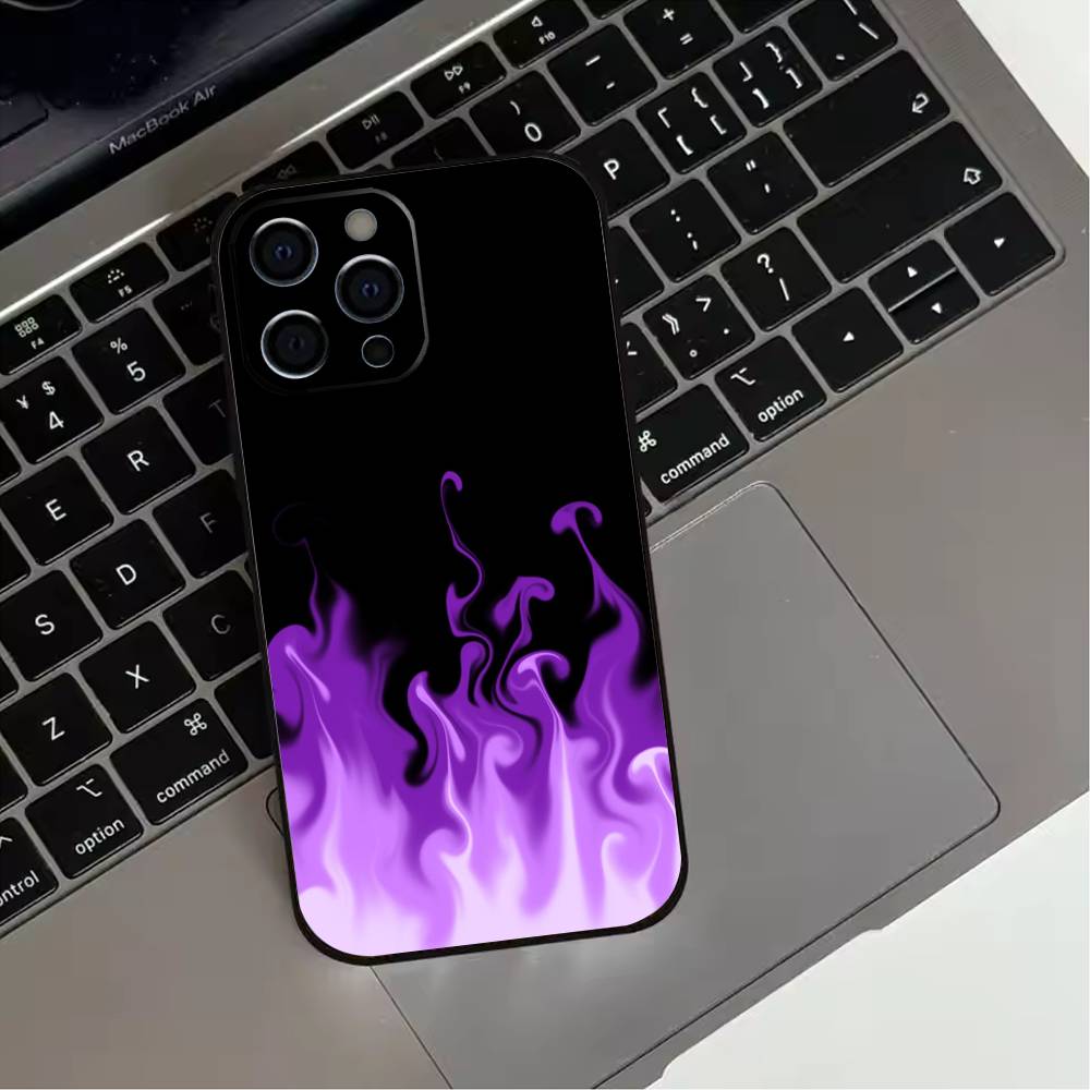 

COOL Flame Phone Case For iPhone 17,16,15,14,13,12,11 Plus,Pro Max,XS,Soft Silicone Black Cover iPhone12PRO