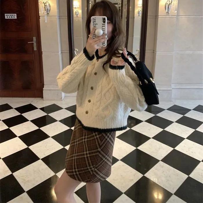 Svetr s copánky Kardigan Kabát Dámský Ležérní styl na podzim a zimu Šik pletenina Top s krátkým dlouhým rukávem