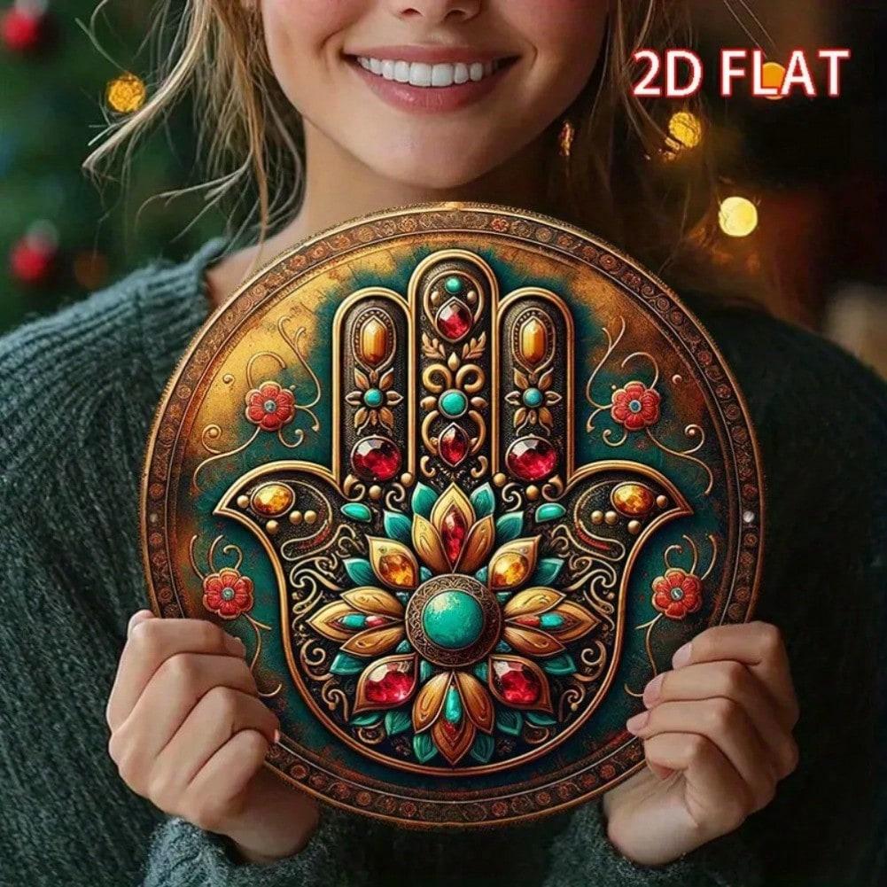 Metal Wall Art Bead Design for Home Yoga Meditation Spiritual Decor 20x20