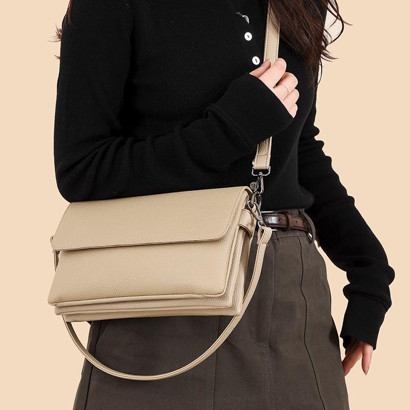 00% Genuine Leather Handbag Luxury Fashion Women Shoulder Messenger Bag Solid Color Cowhide Sac Fashion Female Crossbody Tote