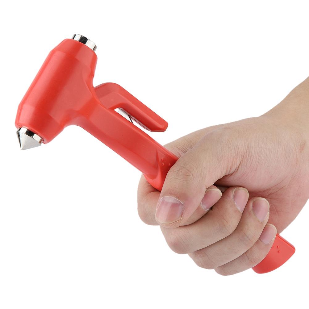 Car Safety Hammer Steel Emergency Escape Tool Seatbelt Cutter Window Breaker (Red Large)