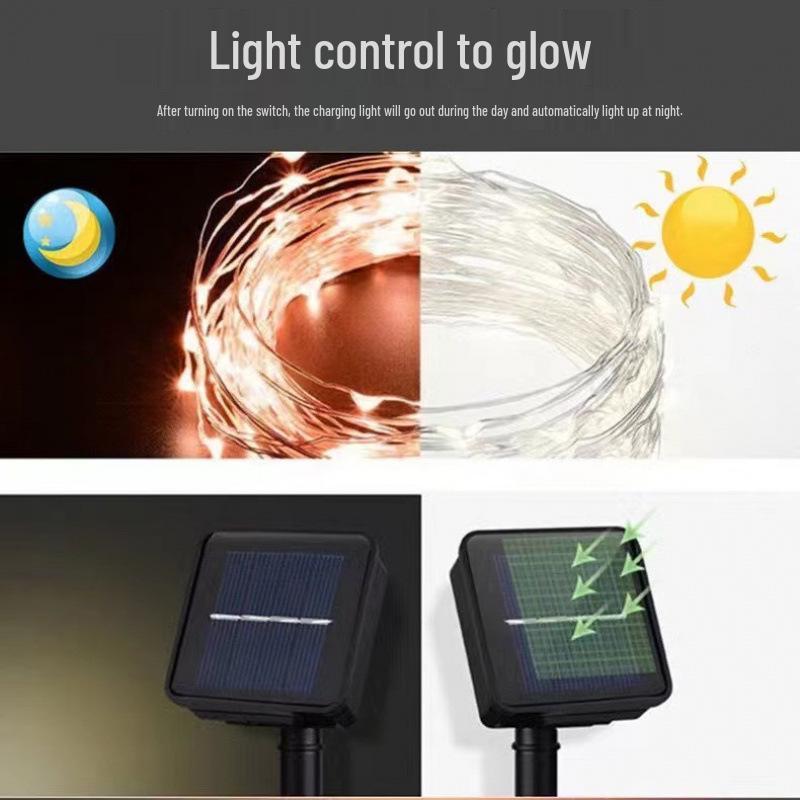 Outdoor Waterproof Solar Alloy String Lights - Colorful Light Strips for Courtyard, Balcony, or Landscape Decoration