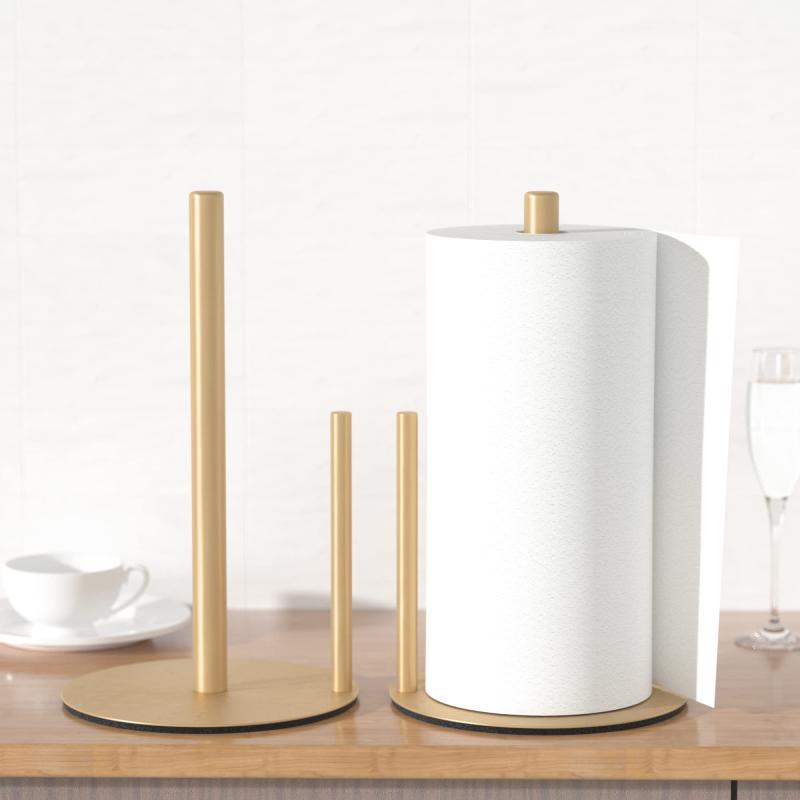 Kitchen Roll Paper Towel Rack Bathroom Stainless Steel Standing Paper Holder Silver Tissue Napkins Rack Home Table Decor