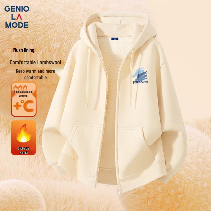 GENIOLAMODE Men's Fleece-Lined Hooded Cardigan Jacket