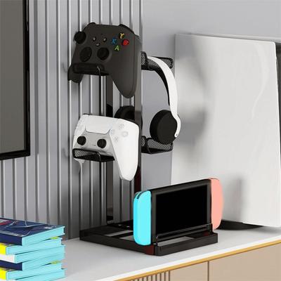 Multi-Tier Game Controller Holder Iron Dumbbell Storage Rack Headphones Organizer  Table