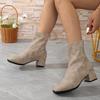 Large Size Polished Low-tube Women's Boots Autumn and Winter New Fashion Women's Boots Rear Zipper Square Heel Women's Shoes