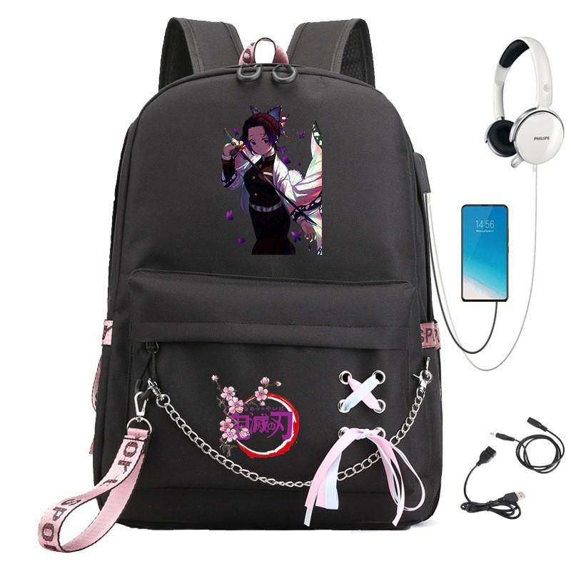 Anime Cosplay School Backpack With Chain Strap Teens - Lightweight Waterproof Canvas Rucksack High Students