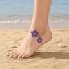 With OT Buckle Flower Pendant Anklet Adjustable Beach Jewelry Oil-Dripped Foot Chain Vacation